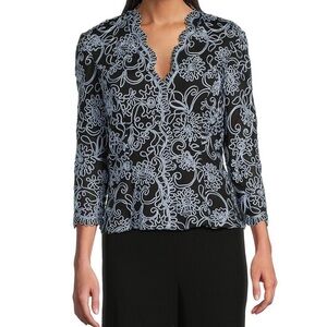 Elegant Black and Blue Blouse with Sophisticated Style